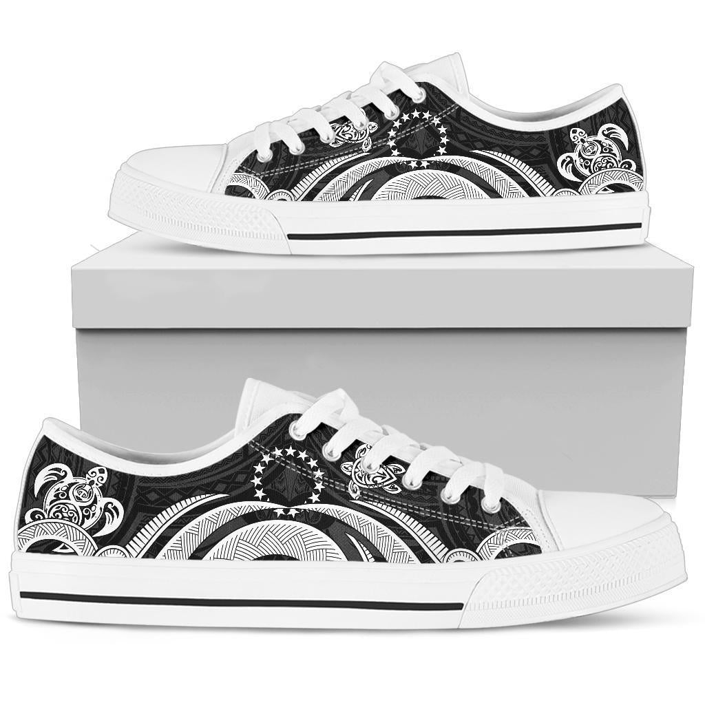 Cook Islands Low Top Canvas Shoes - White Tentacle Turtle - Polynesian Pride