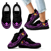 Tonga Wave Sneakers - Polynesian Pattern Purple Color Kid's Sneakers - Black - Tonga Black - Polynesian Pride