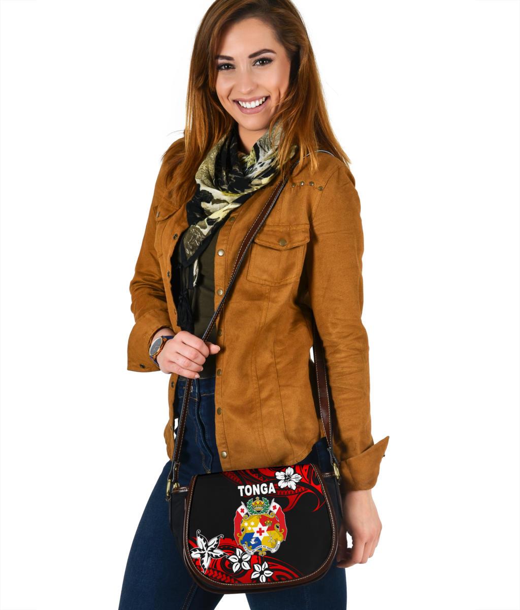Mate Ma'a Tonga Rugby Leather Saddle Bag Polynesian Unique Vibes - Red Saddle Bag One Size Red - Polynesian Pride
