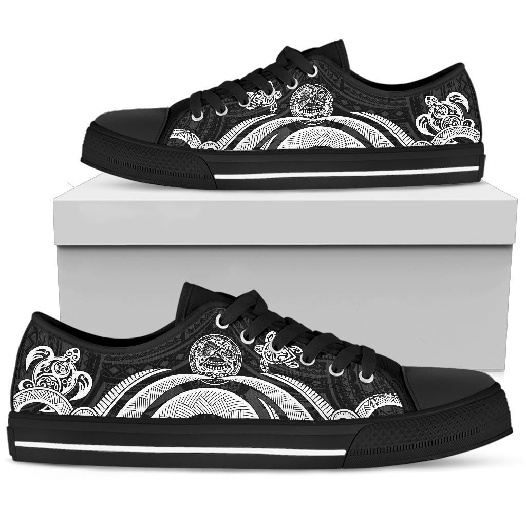 American Samoa Low Top Shoes - White Tentacle Turtle - Polynesian Pride