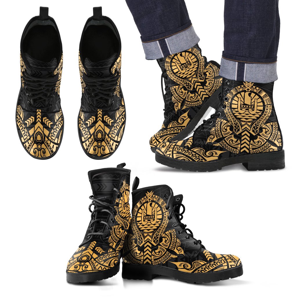 French Polynesia Leather Boots - Tribal Gold Gold - Polynesian Pride