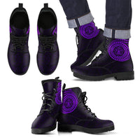 Polynesian Smiling Tiki Leather Boots Purple A7 - Polynesian Pride