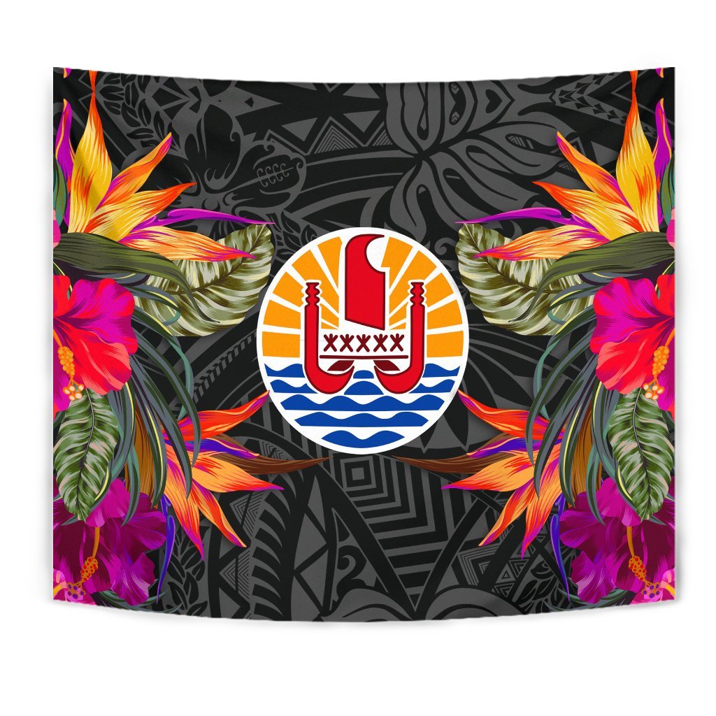 French Polynesia Slide Tapestry - Polynesian Hibiscus Pattern - Polynesian Pride