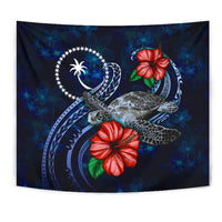 Chuuk Polynesian Tapestry - Blue Turtle Hibiscus - Polynesian Pride