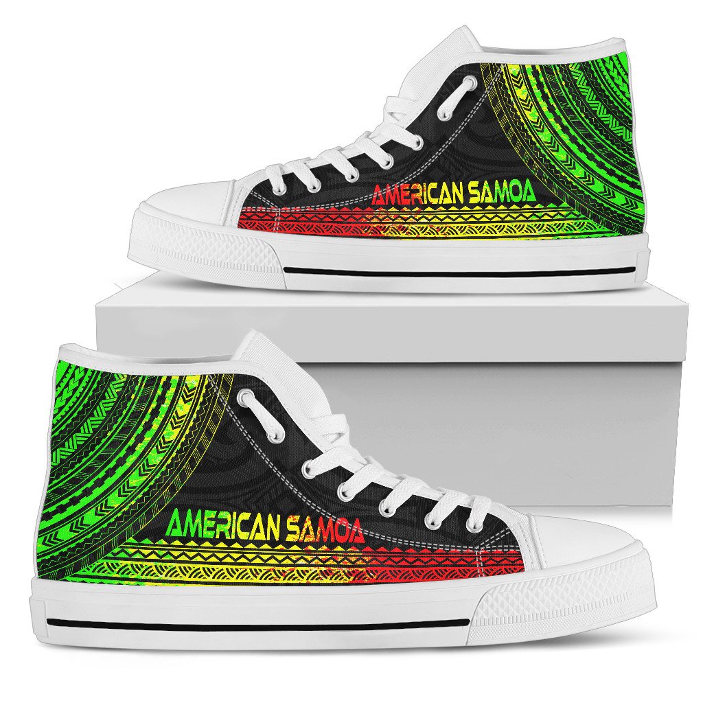 American Samoa High Top Shoes - Polynesian Reggae Chief Version Unisex Black - Polynesian Pride