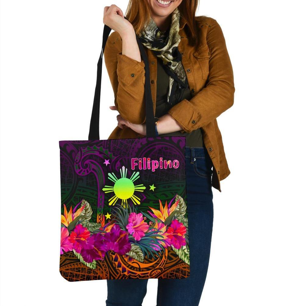 The Philippines Tote Bags - Summer Hibiscus Tote Bag One Size Reggae - Polynesian Pride