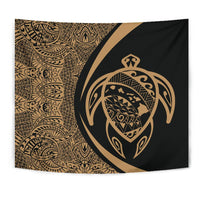 Hawaii Turtle Map Polynesian Tapestry - Gold - Circle Style - Polynesian Pride