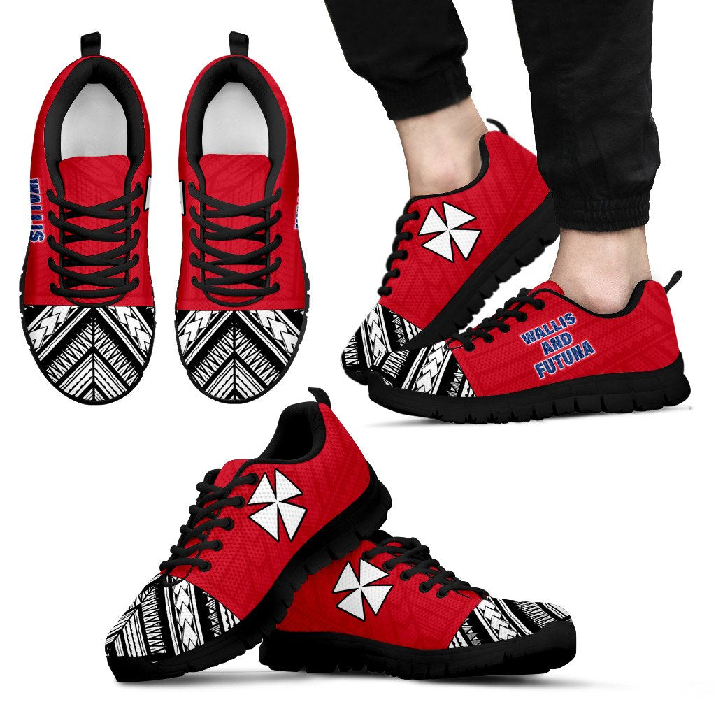 Wallis And Futuna Sneakers - Wallis And Futuna Coat Of Arms Polynesian Tattoo Unisex Black - Polynesian Pride