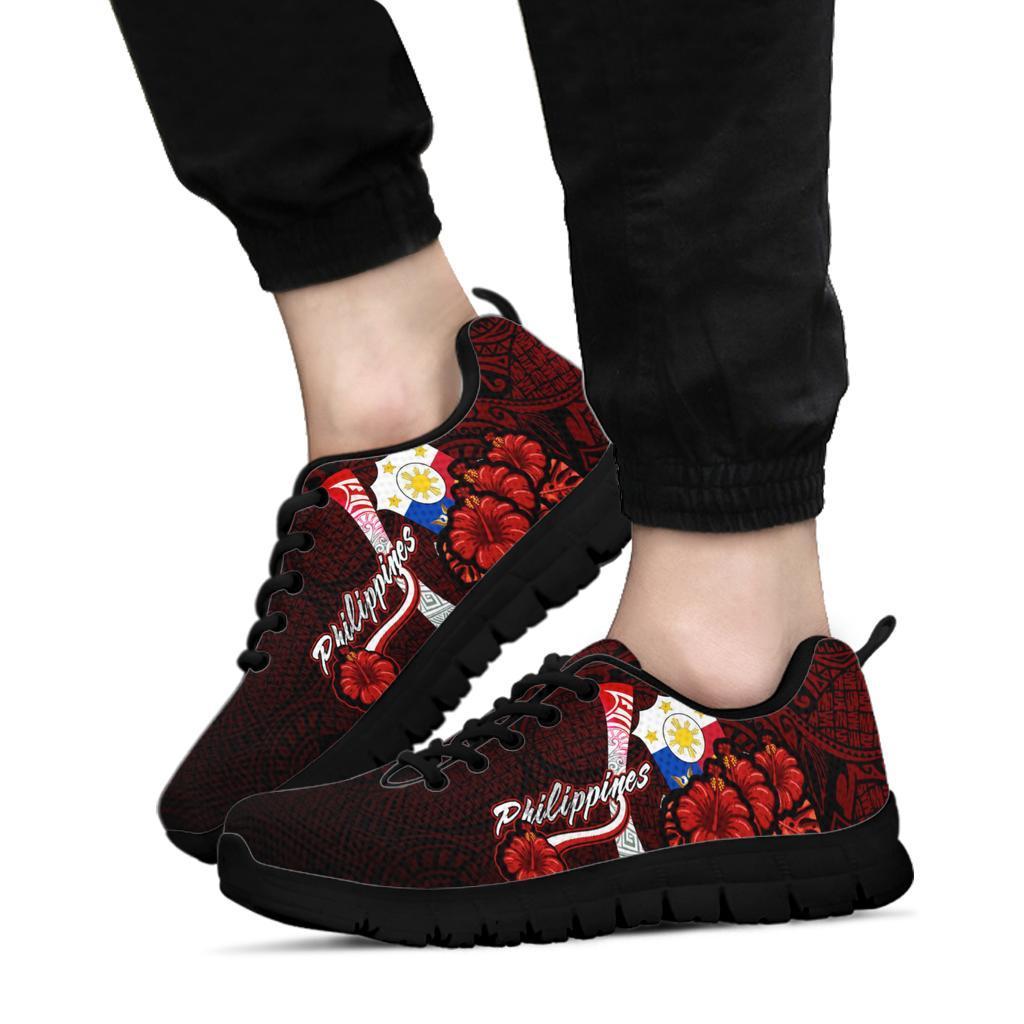 Philippines Polynesian Sneakers - Coat Of Arm With Hibiscus - Polynesian Pride