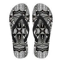 Polynesian Tribal Flip Flops White And Black Women's Flip Flops Black - Polynesian Pride