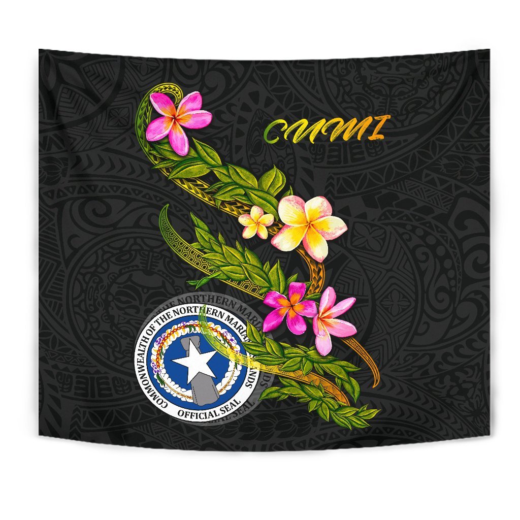 Northern Mariana Islands Polynesian Tapestry - Plumeria Tribal - Polynesian Pride