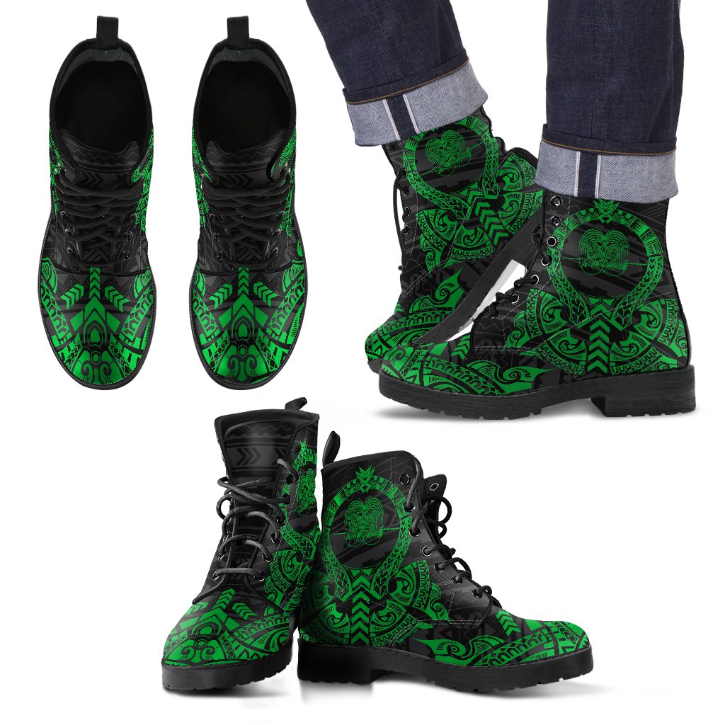Papua New Guinea Leather Boots - Tribal Green Green - Polynesian Pride