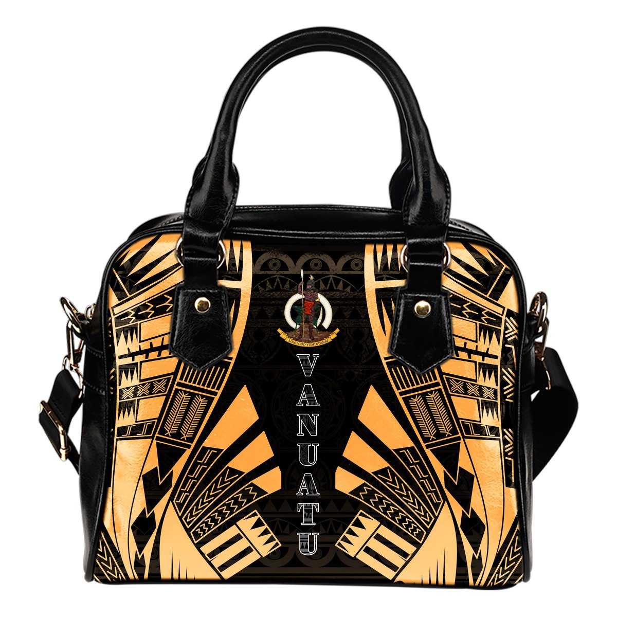 Vanuatu Shoulder Handbag - Polynesian Tattoo Gold One Size Gold - Polynesian Pride
