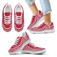 American Samoa Wave Sneakers White Red Color Kid's Sneakers - White - American Samoa White - Polynesian Pride