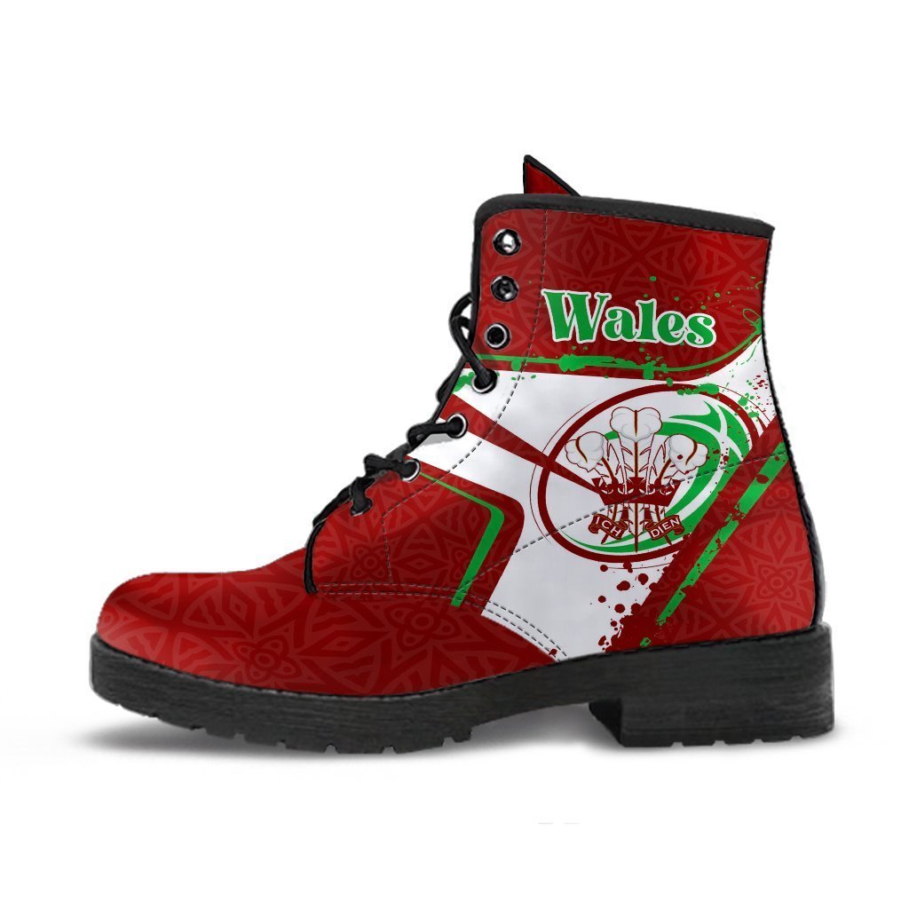 Wales Rugby Leather Boots - Welsh Rugby Art - Polynesian Pride