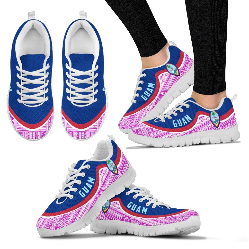 Guam Wave Sneakers - Polynesian Pattern White Pink Color Women's Sneakers - White - Guam White - Polynesian Pride