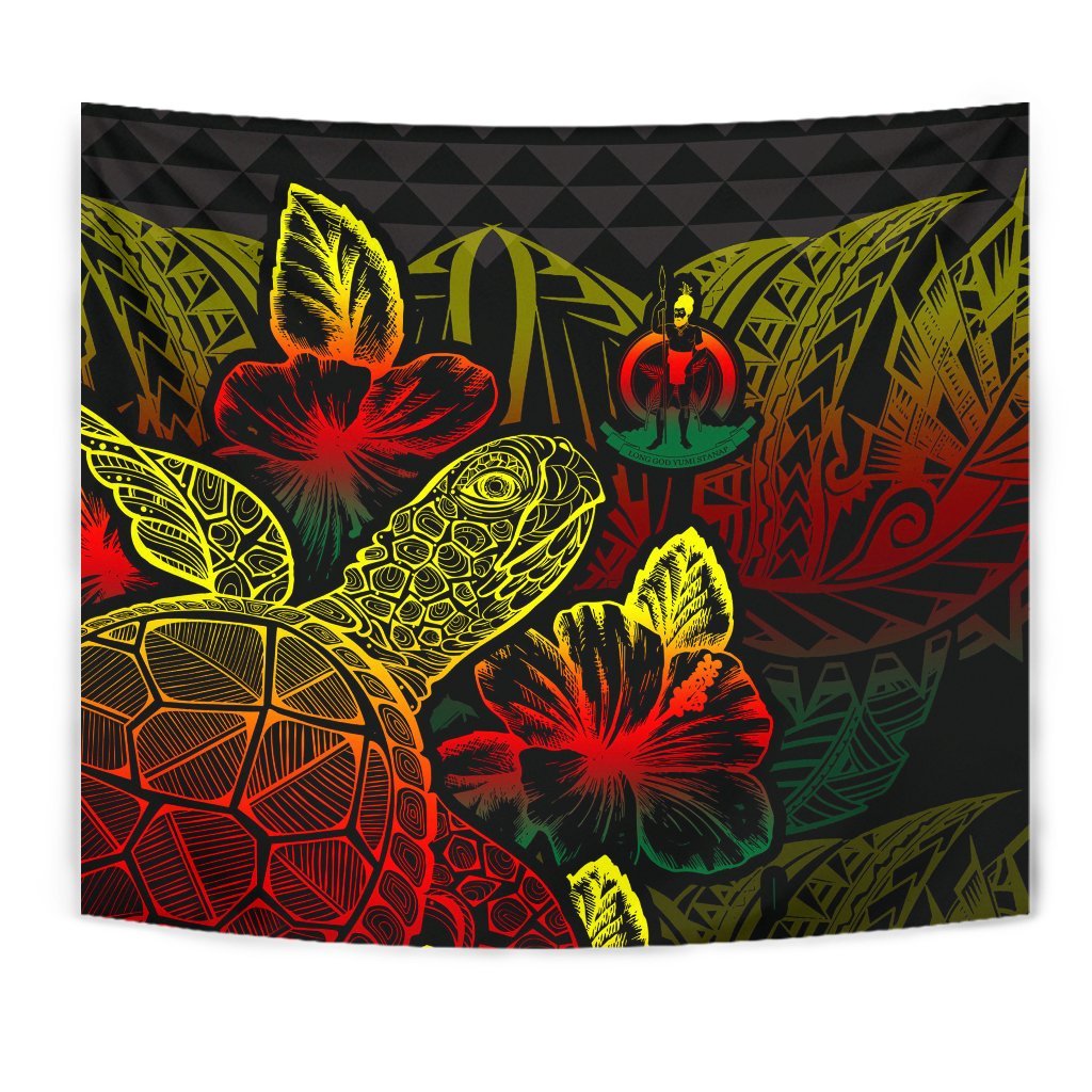Vanuatu Tapestry - Turtle Hibiscus Pattern Reggae - Polynesian Pride