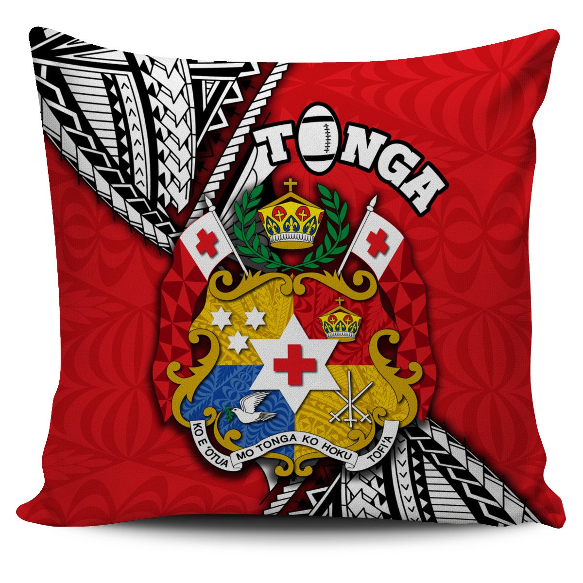 Tonga Rugby Pillow Cover Polynesian Style Pinwheel Pillow Cover One Size Red - Polynesian Pride
