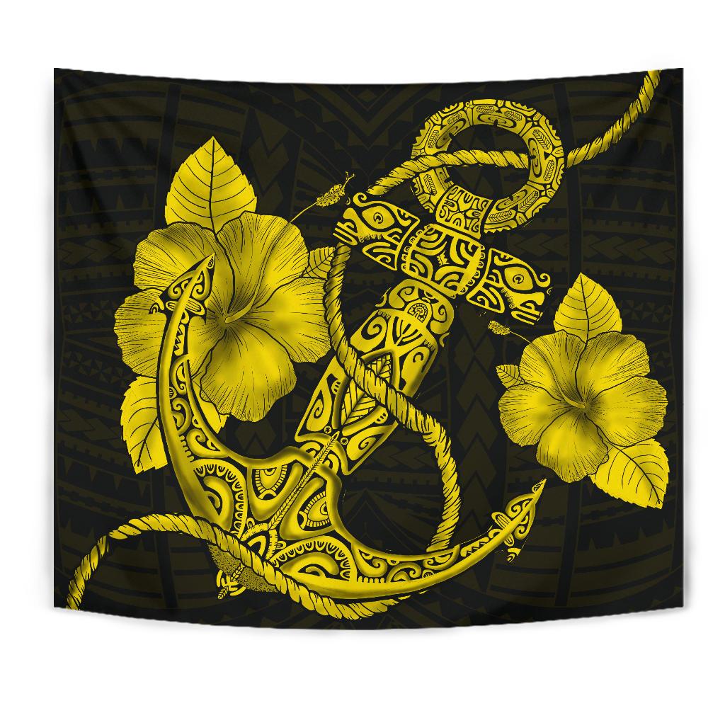 Anchor Yellow Poly Tribal Tapestry Wall Tapestry Yellow - Polynesian Pride
