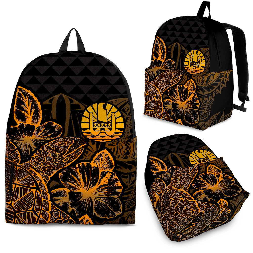 Tahiti Polynesian Backpack Turtle Hibiscus Gold Gold - Polynesian Pride