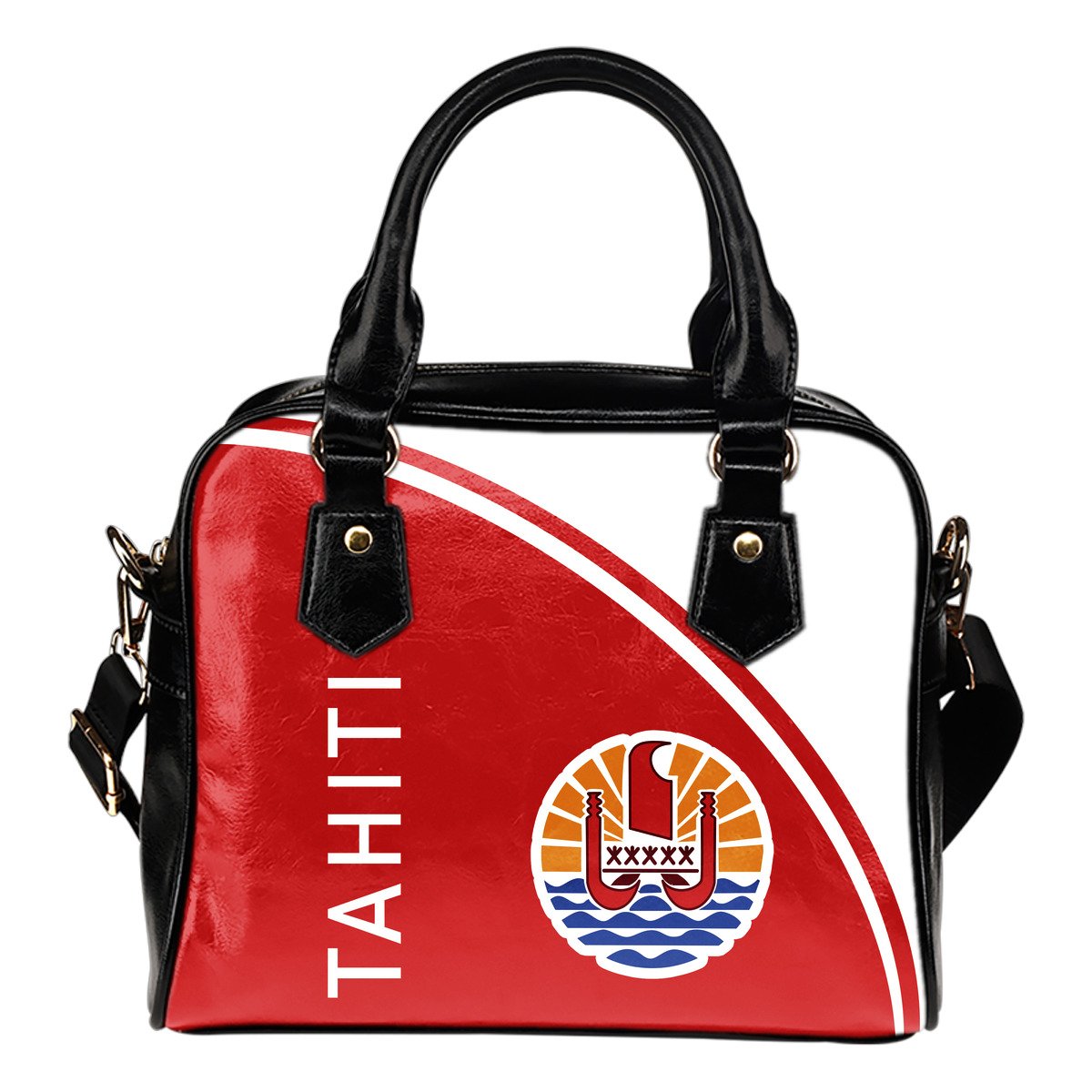Tahiti Shoulder Handbag - Curve Version One Size White Red - Polynesian Pride