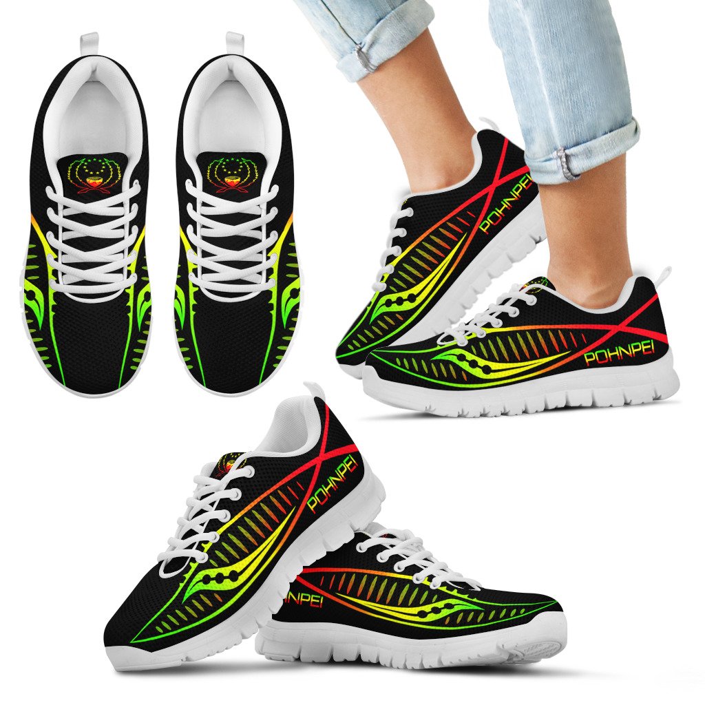 Pohnpei Sneakers - Pohnpei Flag Micronesian Knife Reggae Style - Polynesian Pride