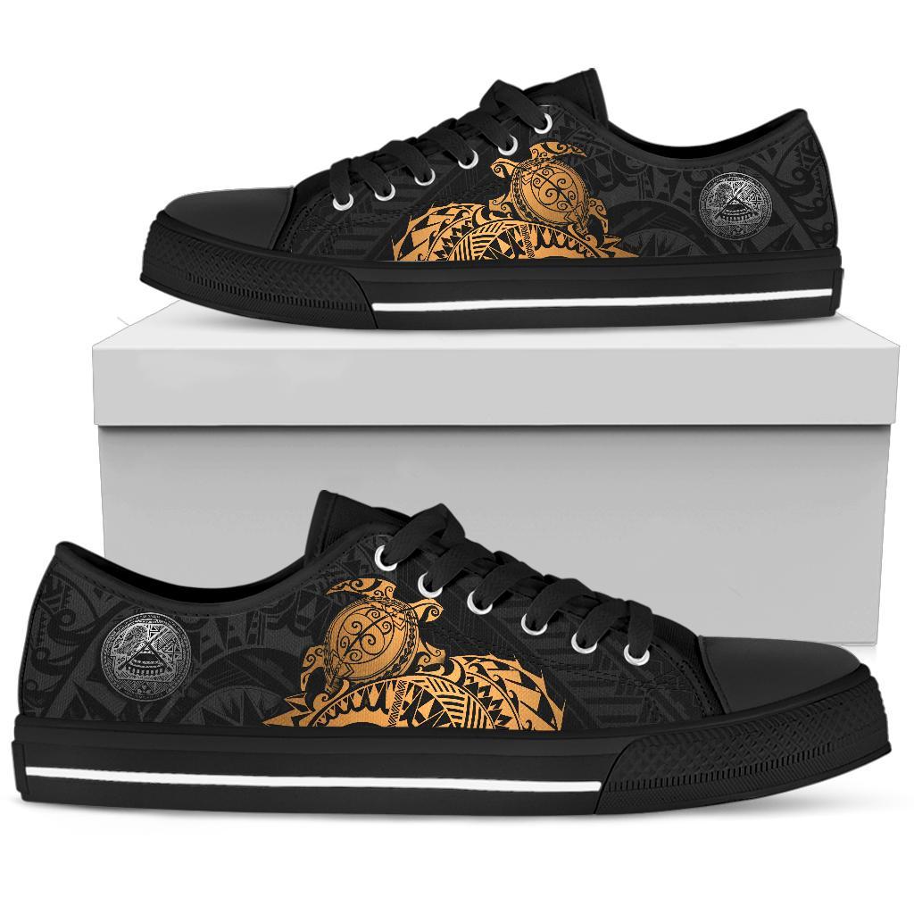 American Samoa Polynesian Low Top Shoes - Polynesian Turtle (Golden) - Polynesian Pride