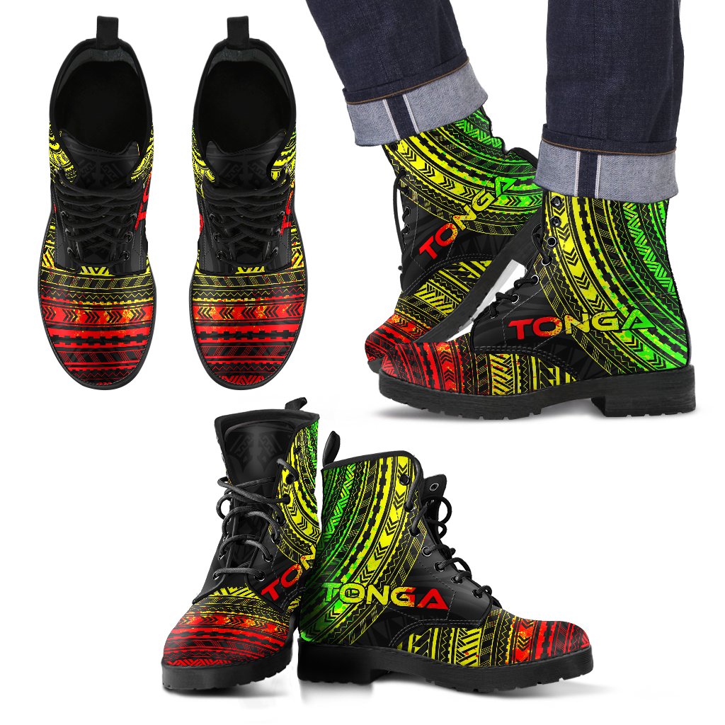 tonga Leather Boots - Polynesian Reggae Chief Version Black - Polynesian Pride