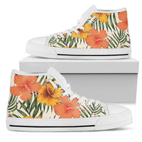 Hawaii Yellow Hibiscus High Top Shoe Mens High Top White - Polynesian Pride