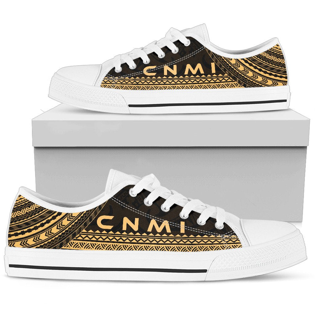 Northern Mariana Islands Low Top Shoes - Polynesian Gold Chief Version - Polynesian Pride