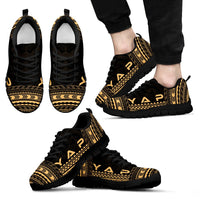 Yap Sneakers - Yap Polynesian Chief Tattoo Gold Version Unisex Black - Polynesian Pride