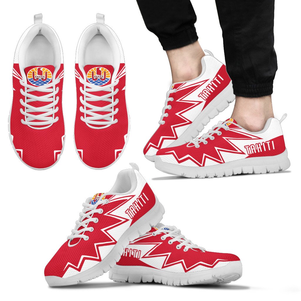 Tahiti Sneakers - Tahiti Flag Thunder Style Unisex White - Polynesian Pride