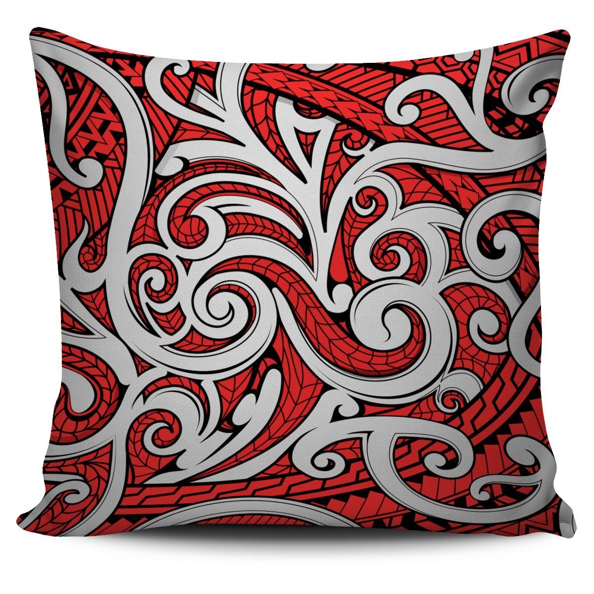 Maori Tribal Ornament Pillow Cover Red - Polynesian Pride