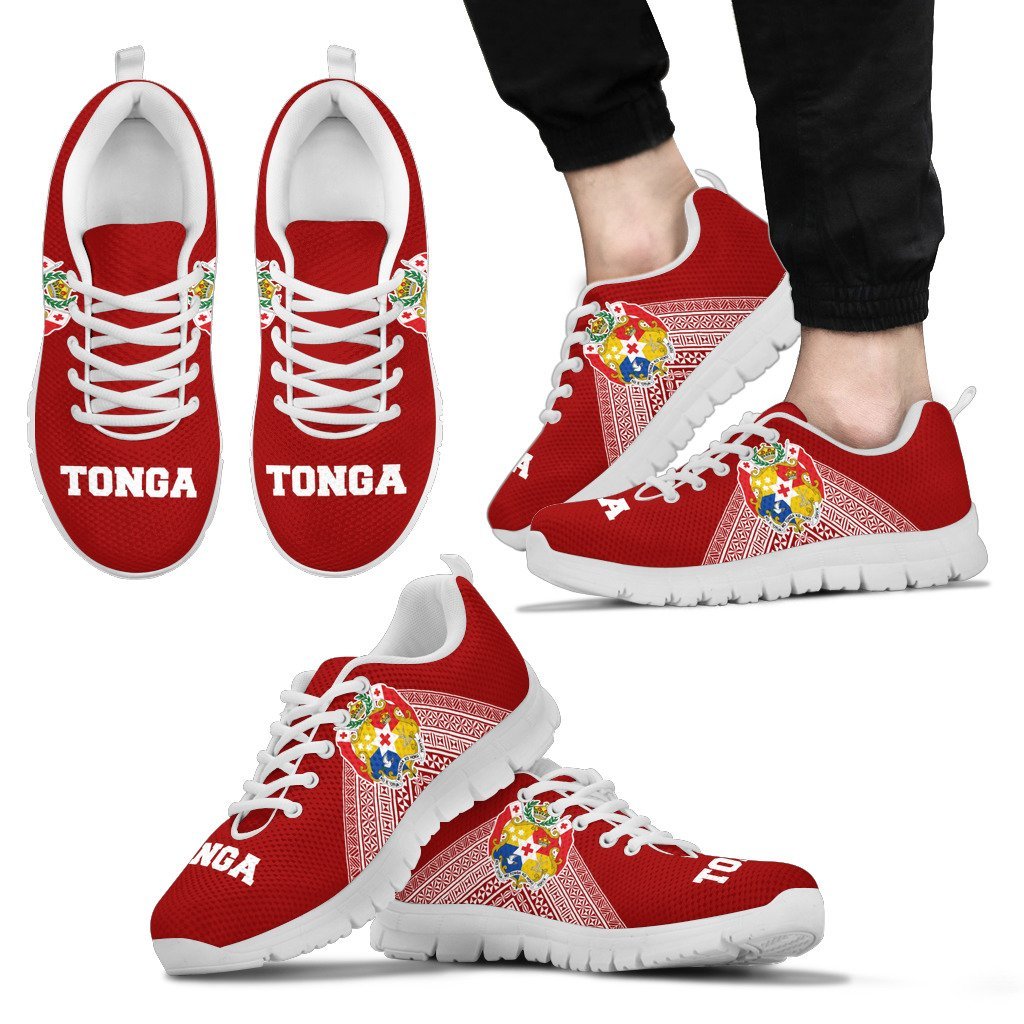 Tonga Athletic Sneakers - Tonga Coat Of Arms - A0 Unisex White - Polynesian Pride