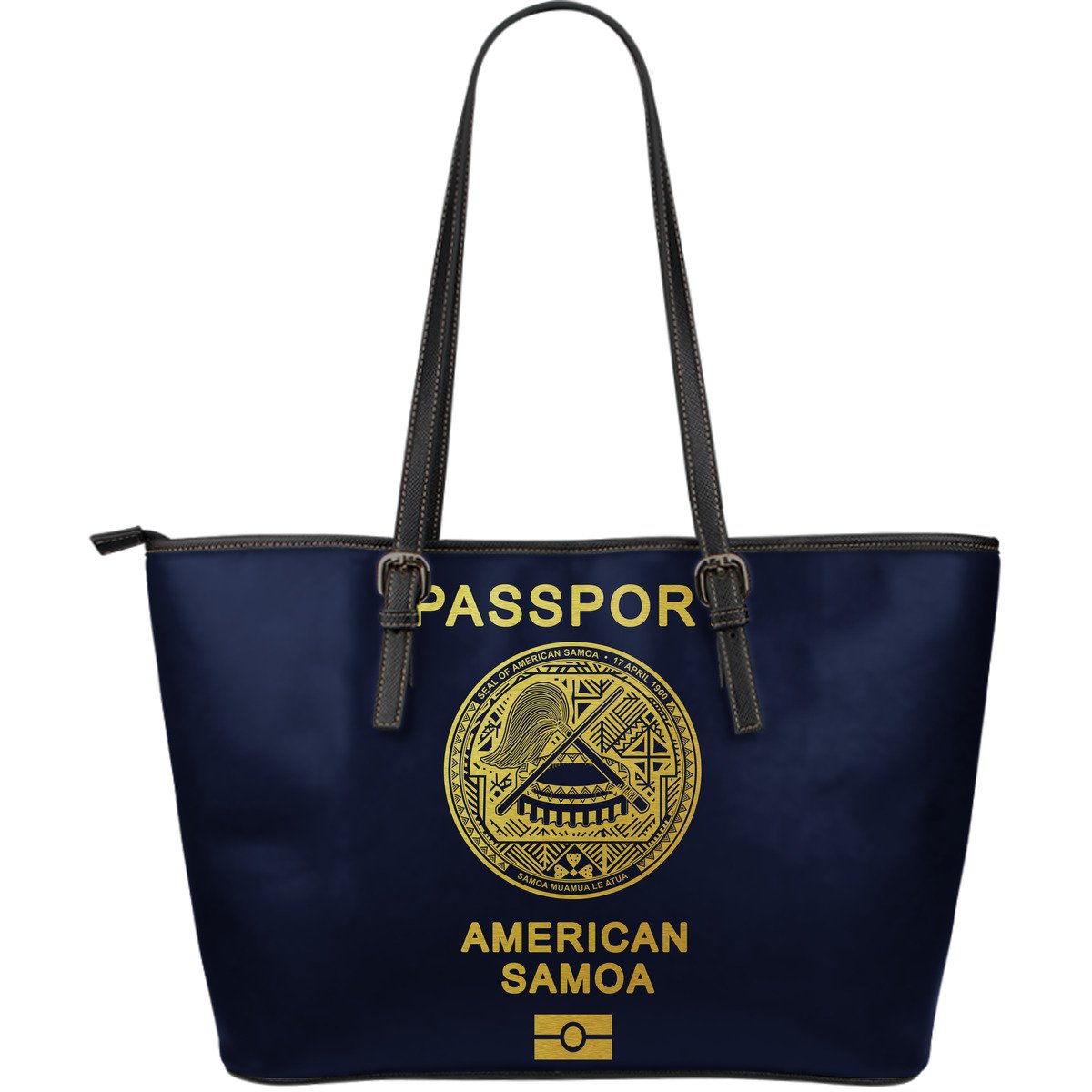 American Samoa Passport Leather Tote Blue - Polynesian Pride