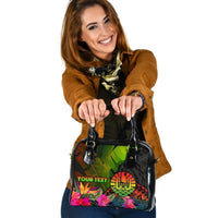 Tahiti Polynesian Personalised Shoulder Handbag - Hibiscus and Banana Leaves One Size Reggae - Polynesian Pride