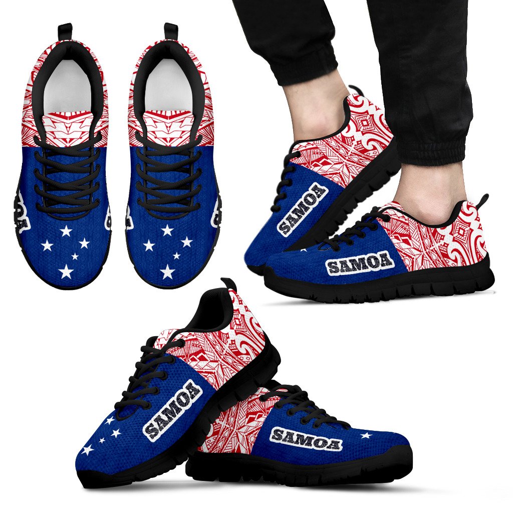 Samoa Sneakers - Samoa Flag Polynesian Tattoo Unisex Black - Polynesian Pride