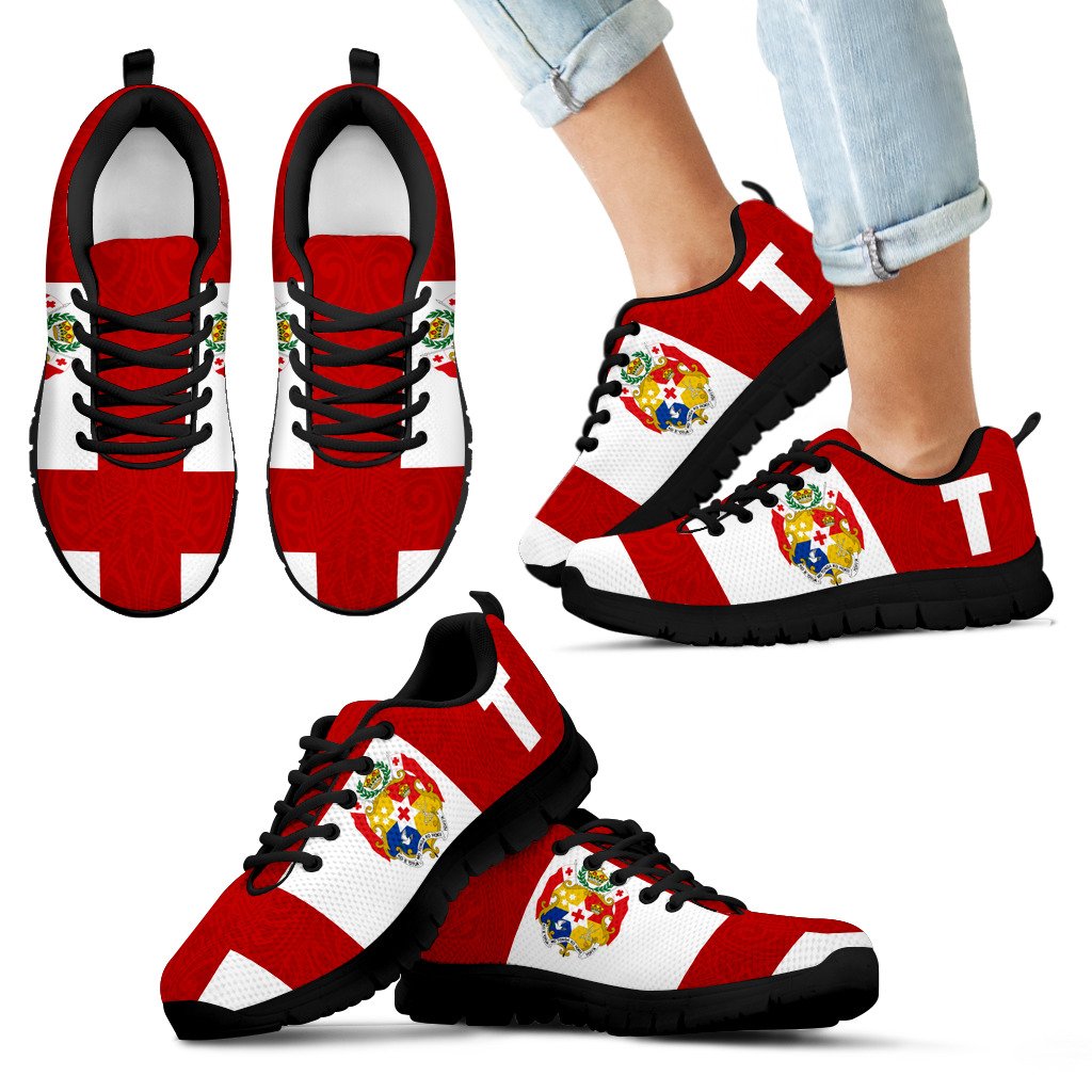 Tonga Sneakers - Tonga Flag Coat Of Arms - Polynesian Pride