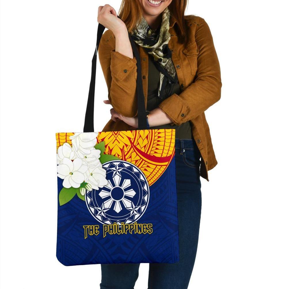 The Philippines Tote Bags - Filipino Sampaguita Tote Bag One Size Blue - Polynesian Pride