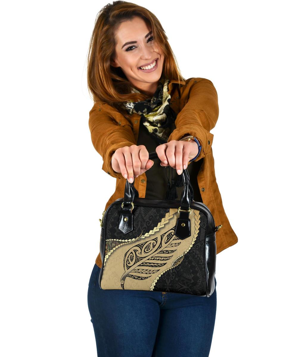 Paua Shell, Maori Silver Fern Shoulder Handbag One Size Golden - Polynesian Pride