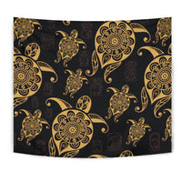 Turtle Pattern Golden Tapestry Wall Tapestry Gold - Polynesian Pride