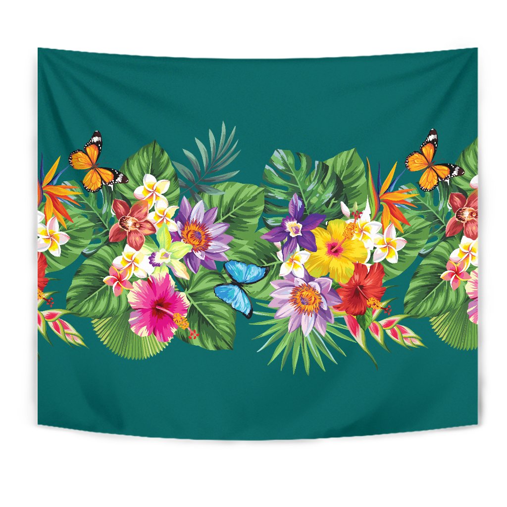 Garden Flower Tapestry Wall Tapestry Green - Polynesian Pride