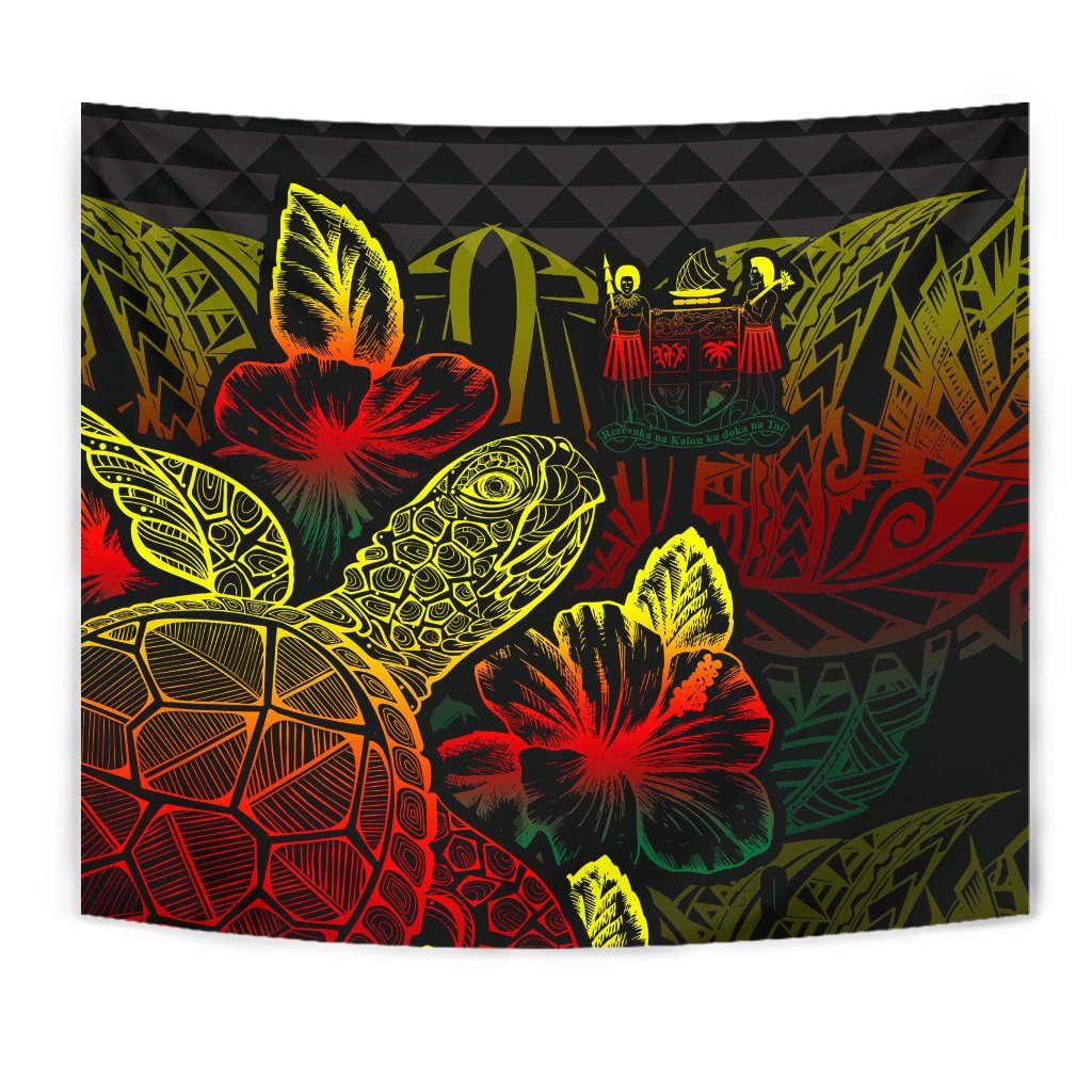 Fiji Tapestry - Turtle Hibiscus Pattern Reggae - Polynesian Pride