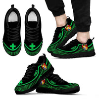 Tonga Wave Sneakers - Polynesian Pattern Green Color Men's Sneakers - Black - Tonga Black - Polynesian Pride