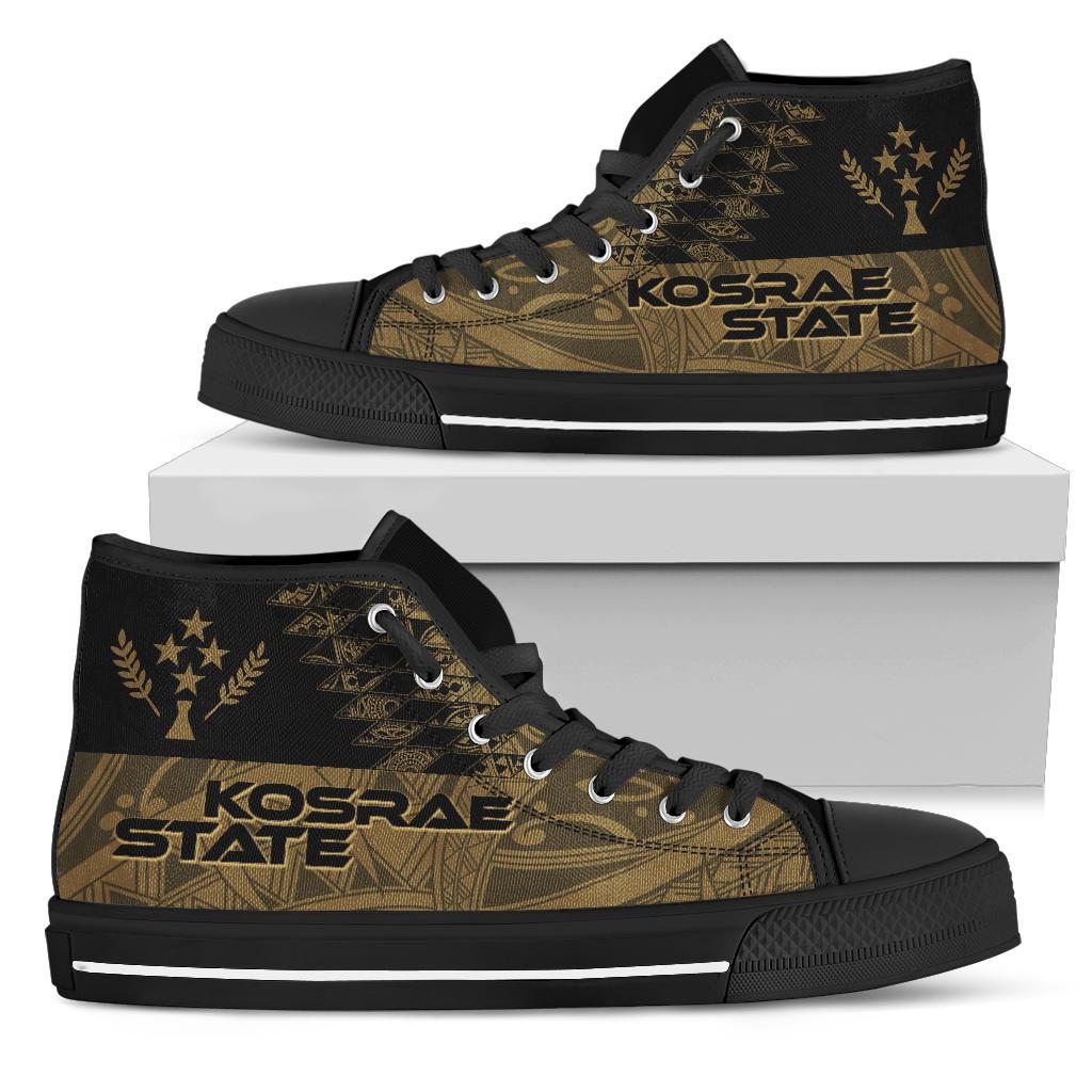 Kosrae State High Top Shoes - Gold Color Symmetry Style Unisex White - Polynesian Pride