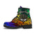 Marshall Islands Custom Personalised Leather Boots - Rainbow Polynesian Pattern Crest - Polynesian Pride