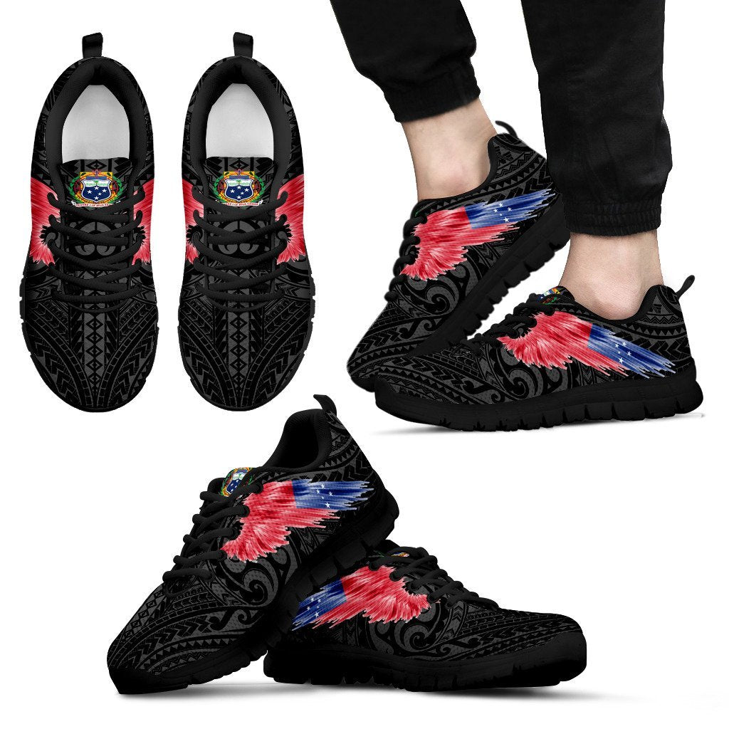 Samoa Sneakers - Samoa Coat Of Arms & Flag Wing - A8 Unisex White - Polynesian Pride