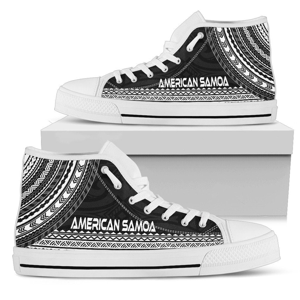 American Samoa High Top Shoes - Polynesian Black Chief Version Unisex Black - Polynesian Pride