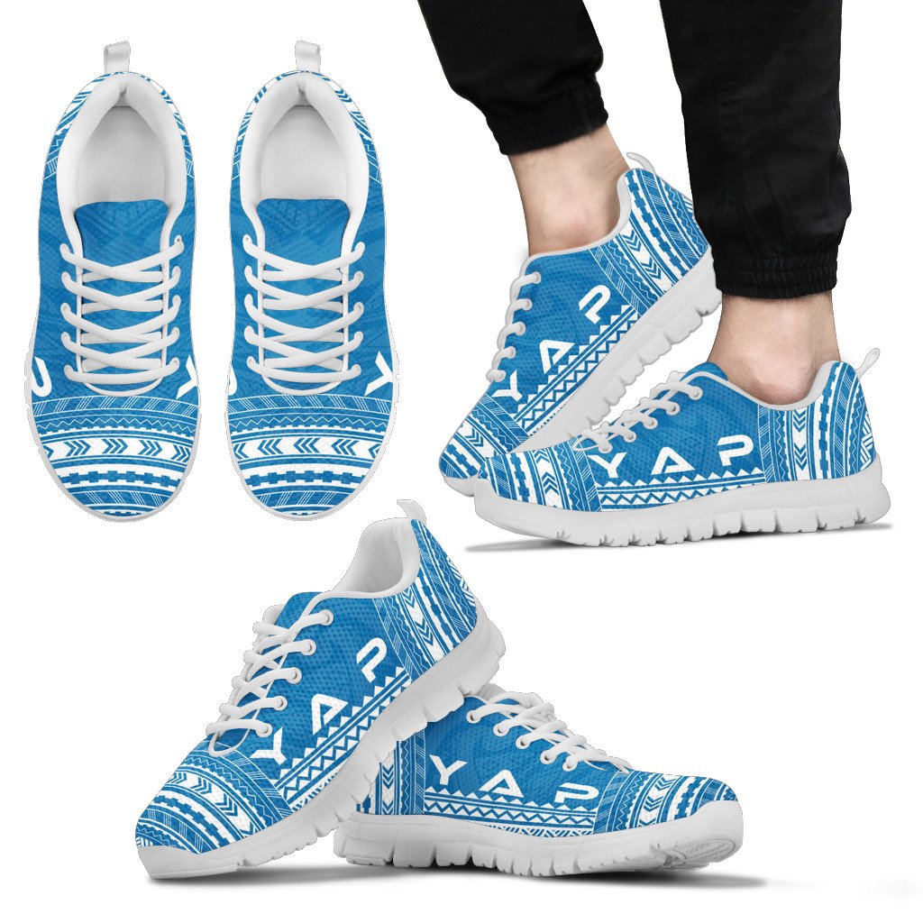 Yap Sneakers - Yap Polynesian Chief Tattoo Blue Version Unisex White - Polynesian Pride