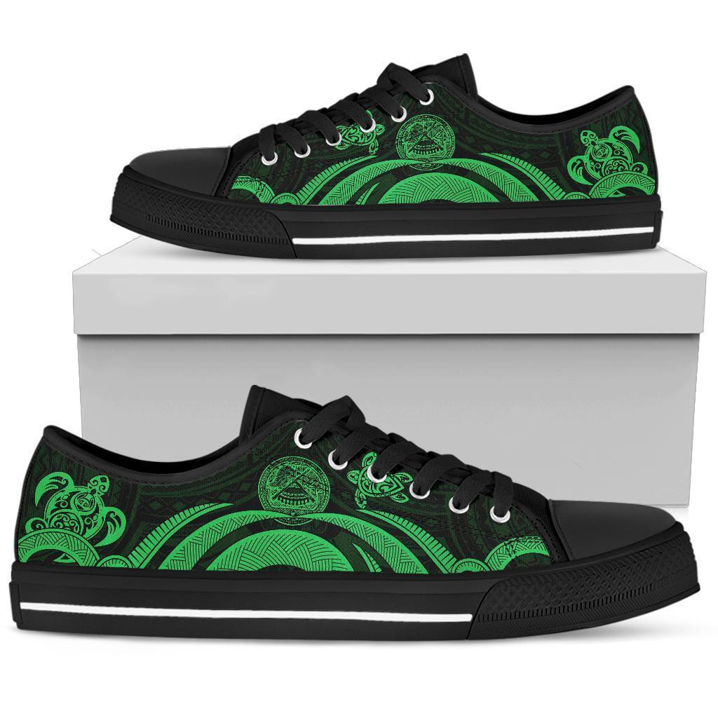 American Samoa Low Top Shoes - Green Tentacle Turtle - Polynesian Pride